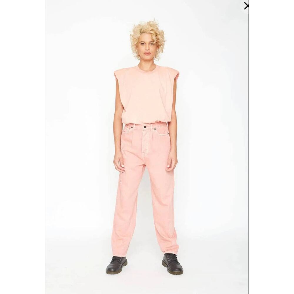 Free People v. Sandrine Rose Wide Leg High Rise Embroidered Pink Pants - 26